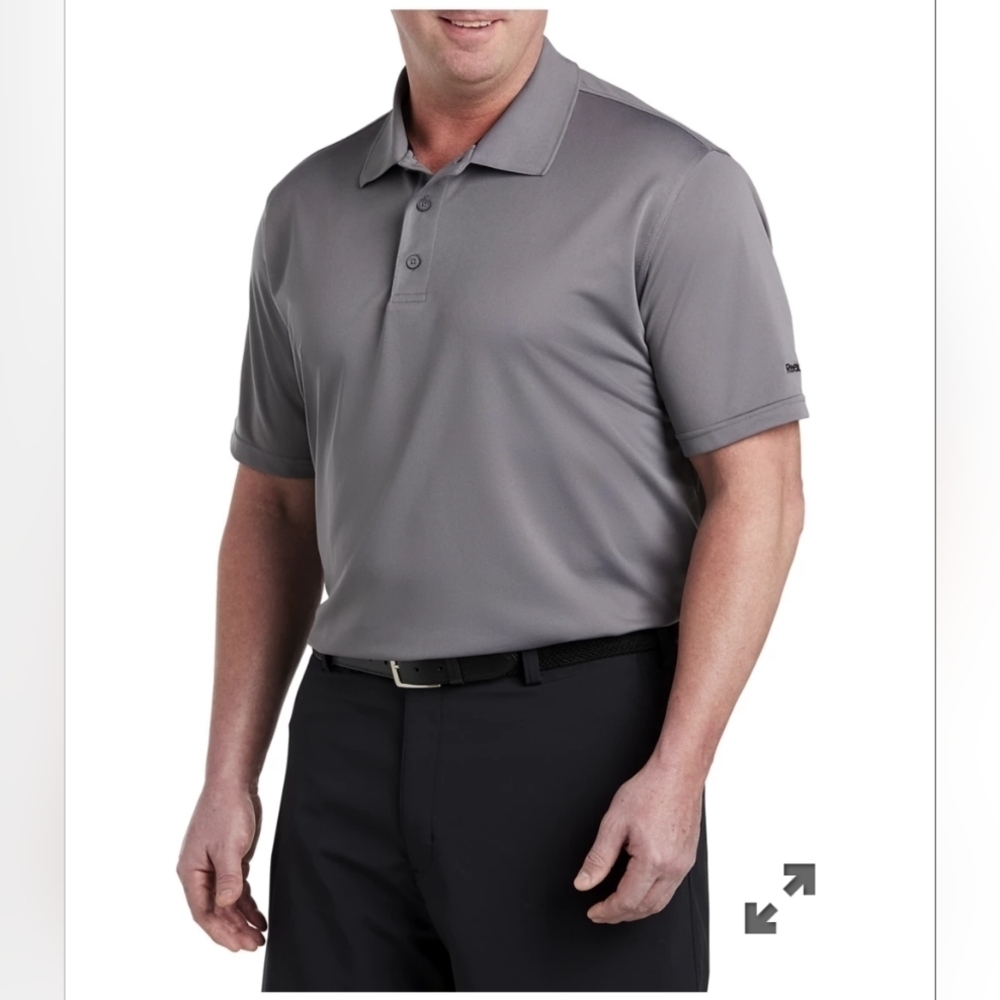 Reebok Golf Big & Tall Men's Shark Grey Speed Wick Moisture Wicking Short Sleeve